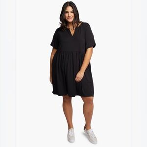 ABLE Black V-Neck Swing Dress Size 1X